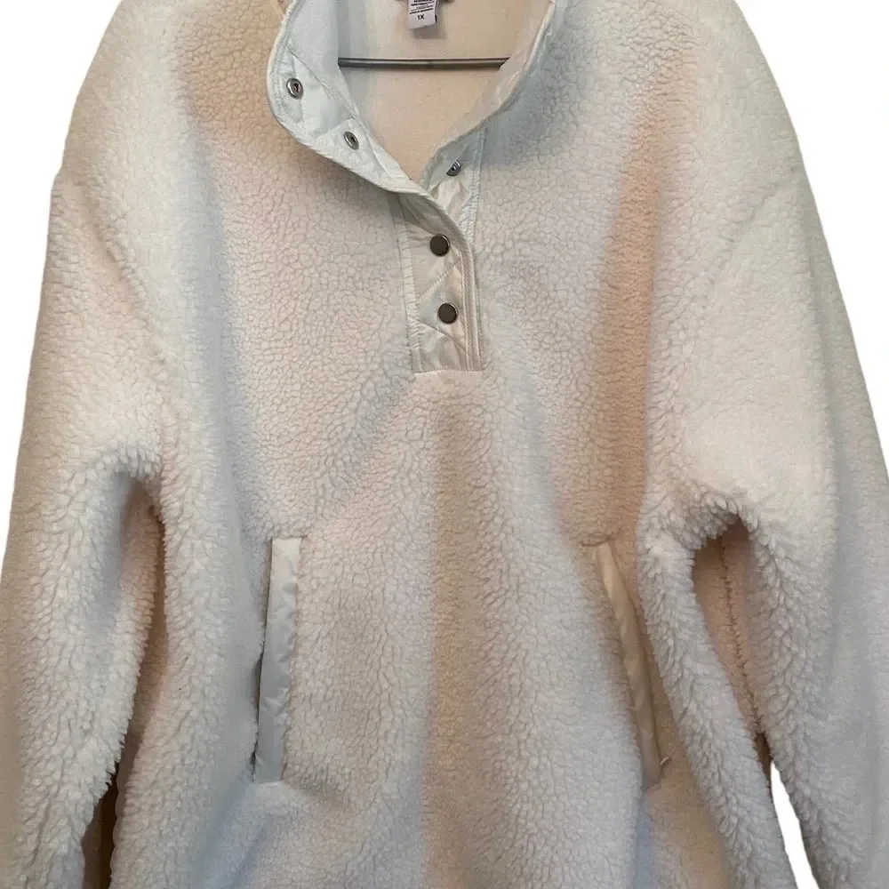 Athleta Cozy Sherpa Snap Swewtshirt